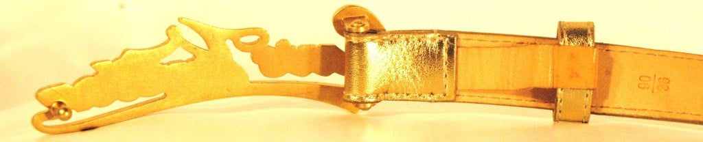 2007 Louis Vuitton Signature Gold Metallic Belt Buckle & Strap 32 - 36