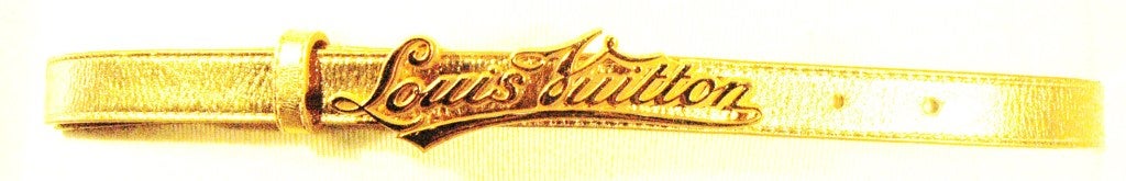 2007 Louis Vuitton Signature Gold Metallic Belt Buckle & Strap 32 - 36