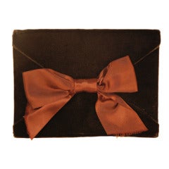 Vintage Yves Saint Laurent Black Velet Evening Clutch w Satin Bow Envelop