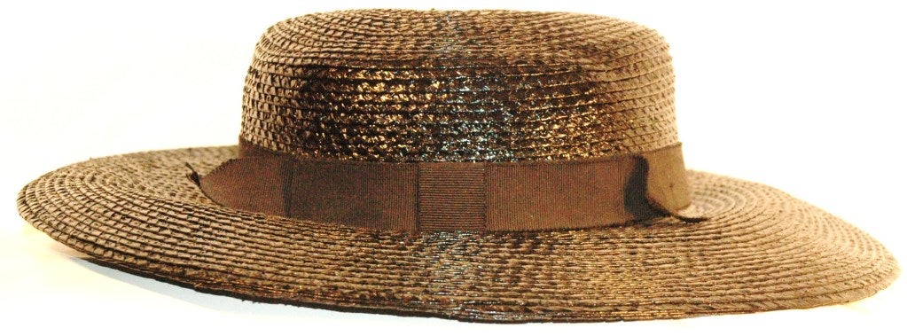 Brown Vintage Yves Saint Laurent RIve Gauche Black Hat For Sale