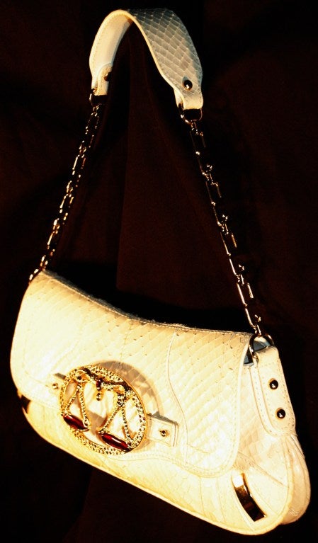 Dolce & Gabbana Zodiac Libra Collection Snakeskin Python Evening Handbag w Libra Crystal In Excellent Condition For Sale In Lake Park, FL