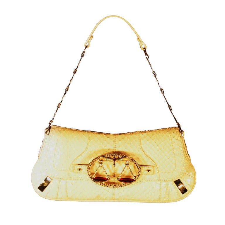 Dolce & Gabbana Zodiac Libra Collection Snakeskin Python Evening Handbag w Libra Crystal For Sale