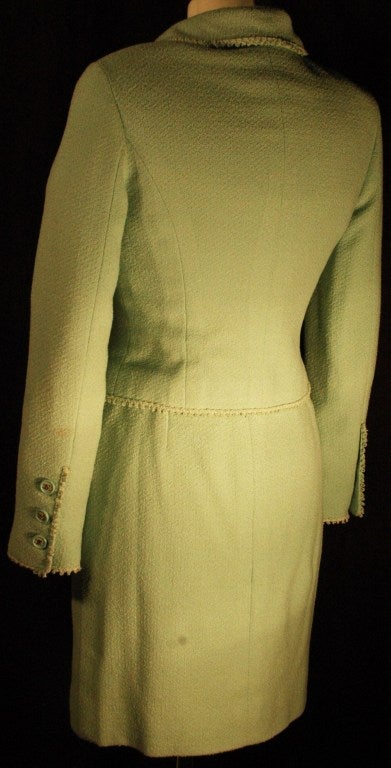 Women's Vintage 1997 Chanel Wool Mint Green Jacket & Skirt Suit