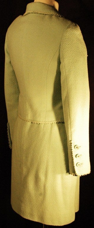 Vintage 1997 Chanel Wool Mint Green Jacket & Skirt Suit 1