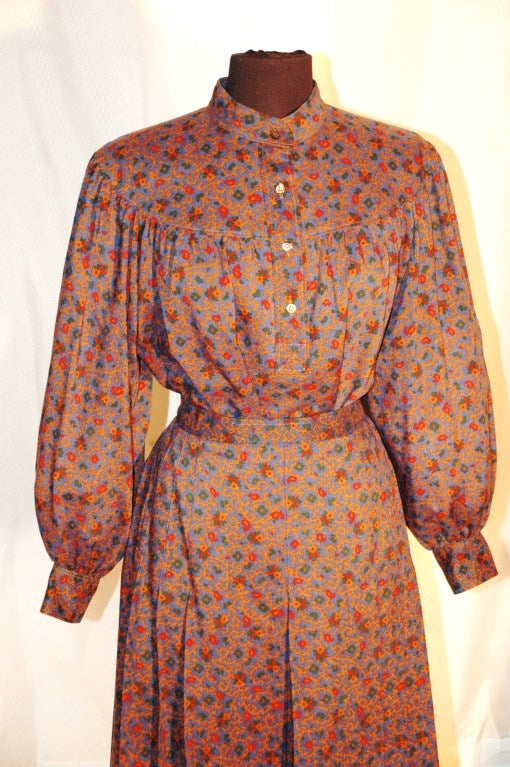 Vintage Yves Saint Laurent Rive Gauche 2pc Blouse Skirt Set