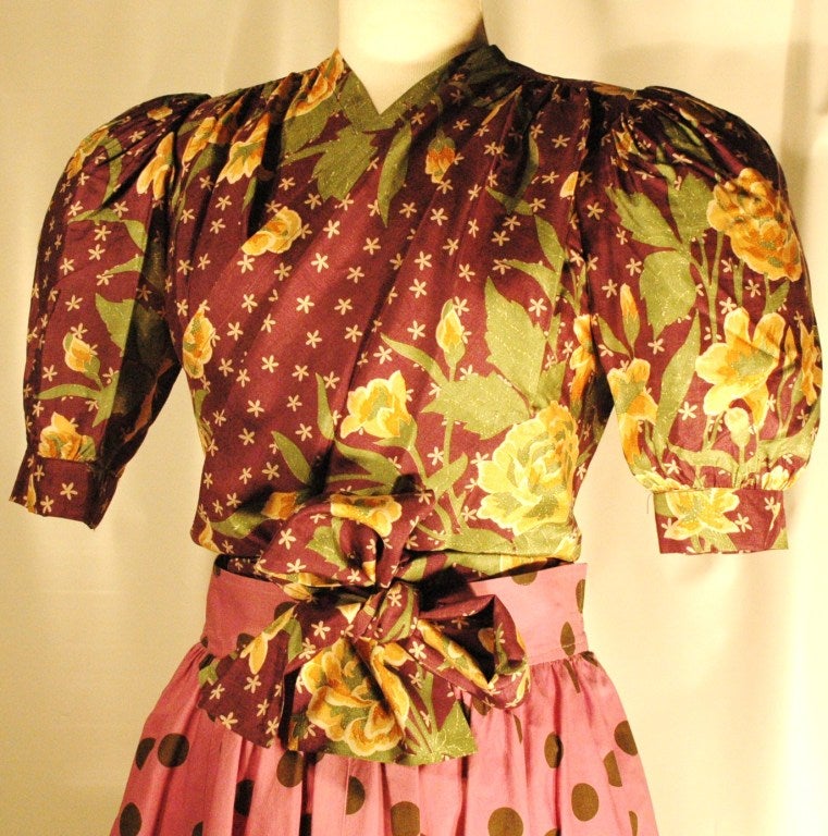 Vintage 1996 Yves Saint Laurent Rive Gauche Top & SKirt Set In Good Condition For Sale In Lake Park, FL