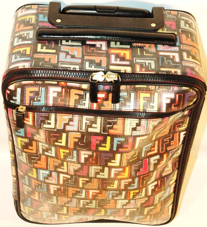 Brown 2010 Fendi Multi Color Zucca Rolling Luggage Travel Trolley For Sale