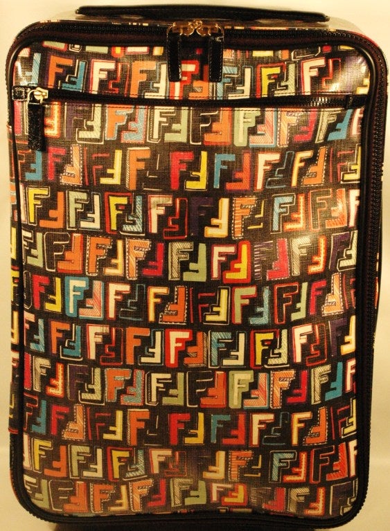 2010 Fendi Multi Color Zucca Rolling Luggage Travel Trolley In condizioni ottime in vendita a Lake Park, FL