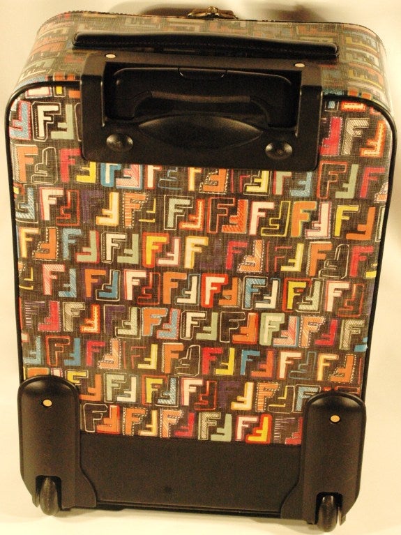 2010 Fendi Multi Color Zucca Rolling Luggage Travel Trolley For Sale 1