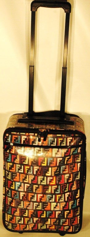 2010 Fendi Multi Color Zucca Rolling Luggage Travel Trolley For Sale 3