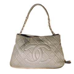 2011 Chanel Blue Quilted Caviar Leather Expandable Tote Handbag