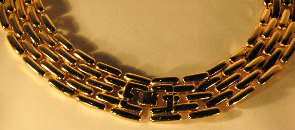 Givenchy Paris New York Gold Choker with Large Brown Oval Stone 1