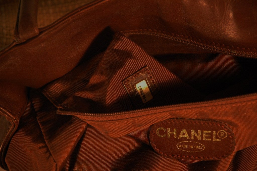 Vintage 1990s Chanel Raffia & Leather Handbag Small Tote 5