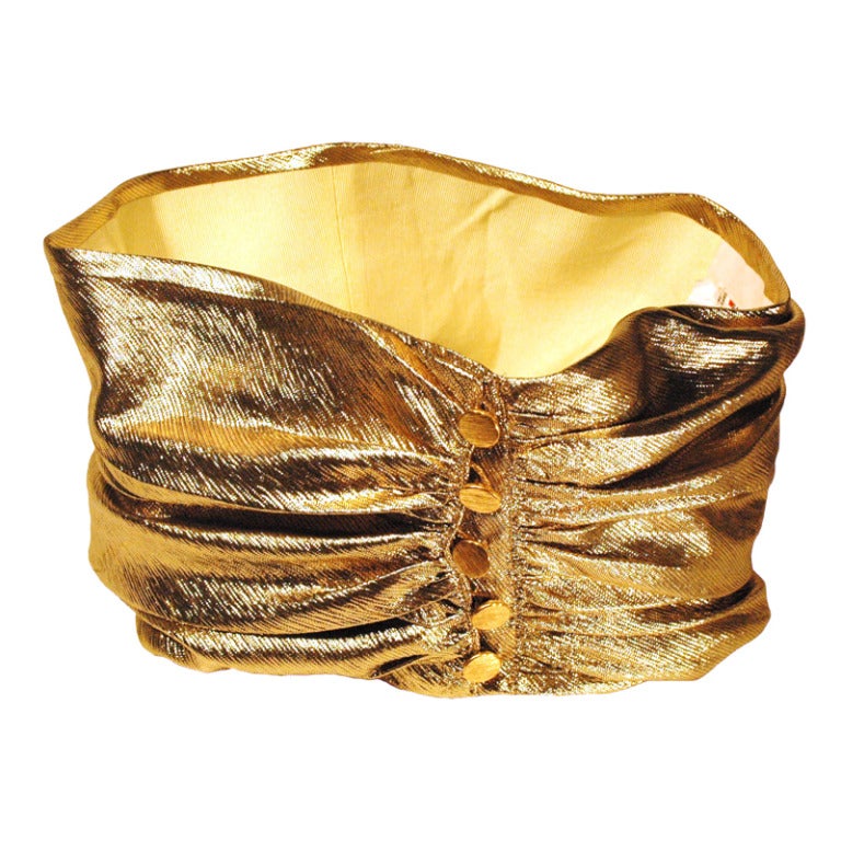 Vintage Super Rare Yves Saint Laurent Rive Gauche Thick Rouched Silk Lame Belt For Sale