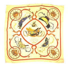 Vintage Hermes Paris "Springs" Silk Scarf w Carraiges & Equestrian Box