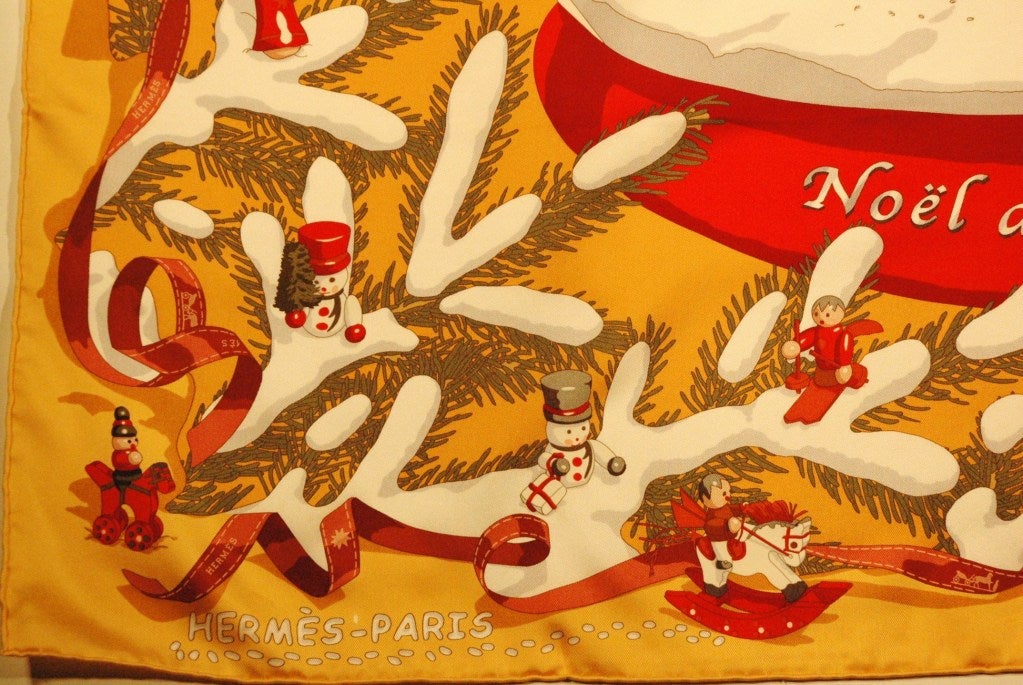 Hermes Paris Noel au 24 Faubourg Silk Scarf Shawl In Excellent Condition In Lake Park, FL