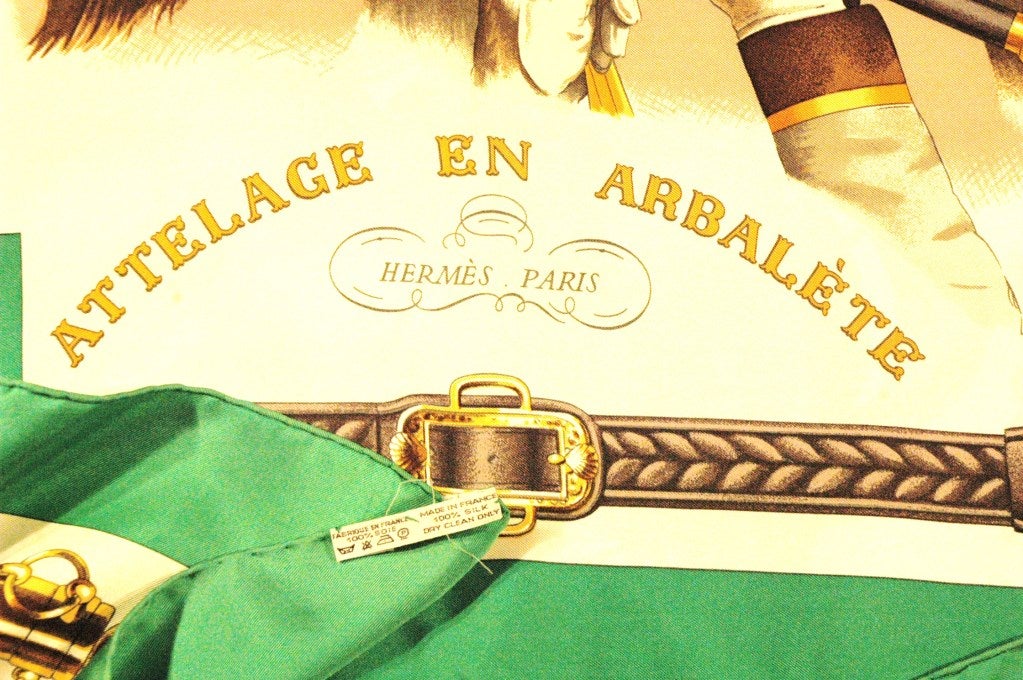 Brown Hermes Paris Attelage En Arbalete Silk Scarf For Sale
