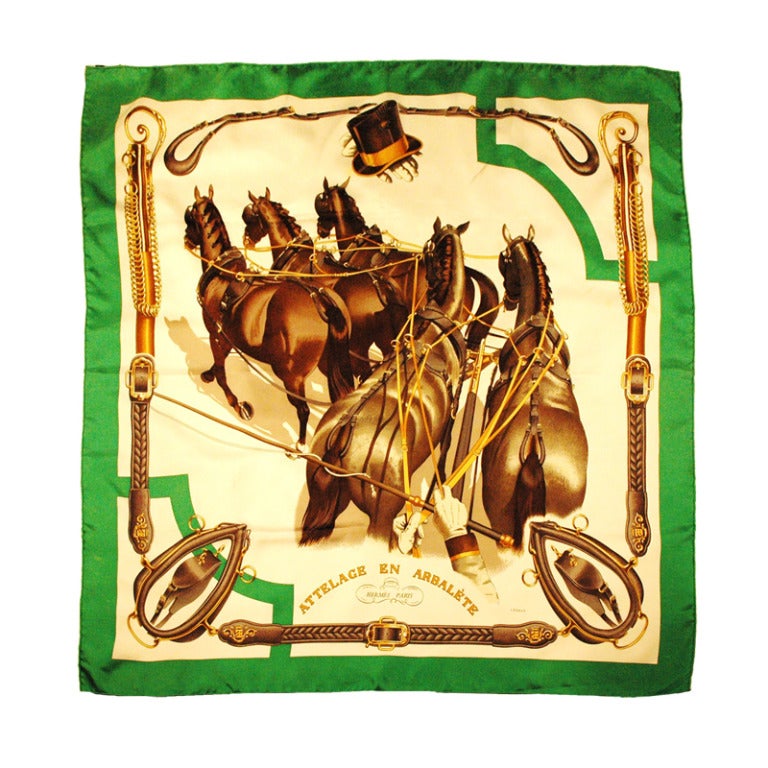 Hermes Paris Attelage En Arbalete Silk Scarf For Sale