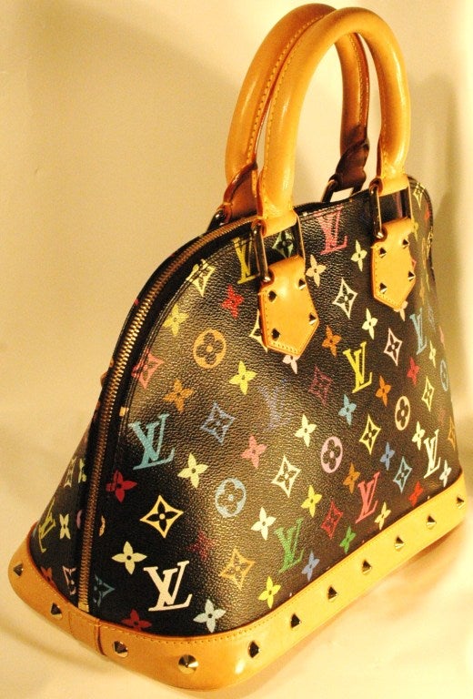 Louis Vuitton Alma Murakami Black w Multi Color Handbag 6