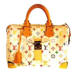 Louis Vuitton Murakami White Speedy 30 Handbag