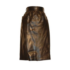 YSL black leather front pocket skirt