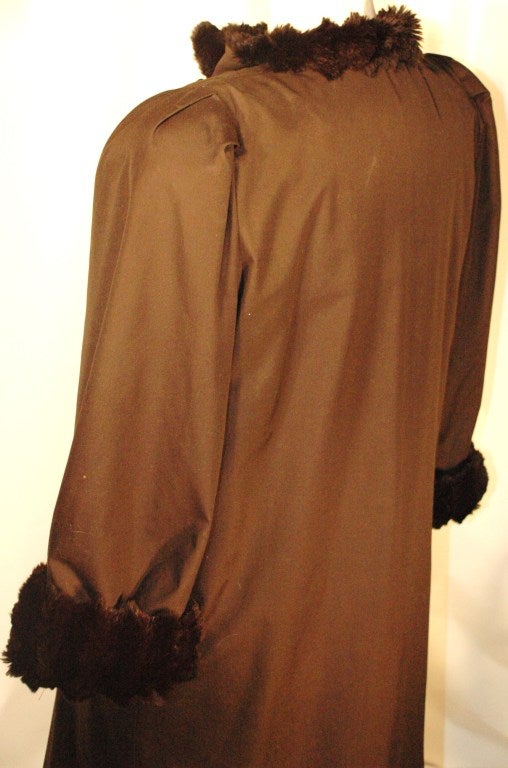 Vintage Yves Saint Laurent Rive Gauche Fur Lined Black Trench Coat For Sale 6