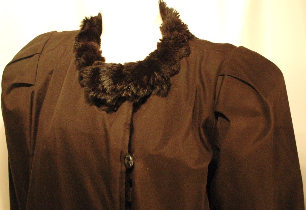 Women's Vintage Yves Saint Laurent Rive Gauche Fur Lined Black Trench Coat For Sale
