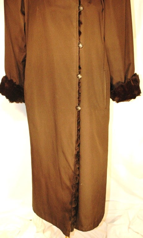 Vintage Yves Saint Laurent Rive Gauche Fur Lined Black Trench Coat For Sale 3