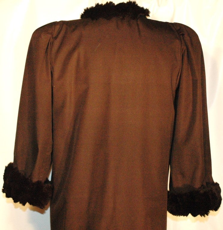 Vintage Yves Saint Laurent Rive Gauche Fur Lined Black Trench Coat For Sale 4
