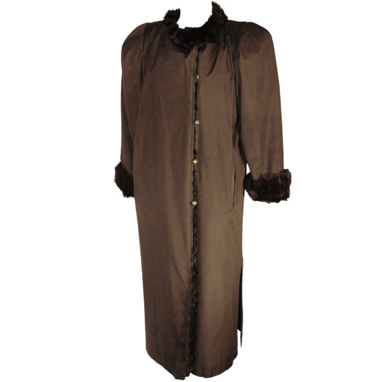 Vintage Yves Saint Laurent Rive Gauche Fur Lined Black Trench Coat For Sale