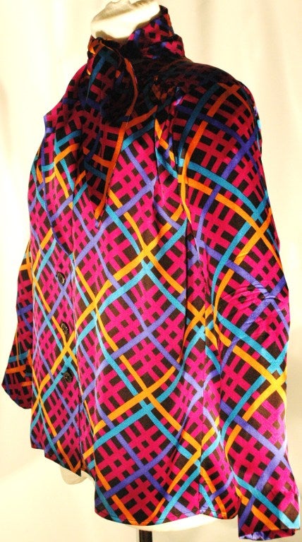 Vintage H85 Yves Saint Laurent Rive Gauche Silk Blouse Print Featured on Rachael Zoe For Sale 3