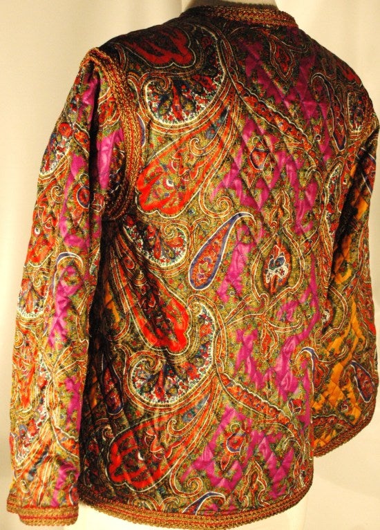 Women's Vintage Rare Yves Saint Laurent Rive Gauche Quilted Paisley Russian Collection Jacket For Sale