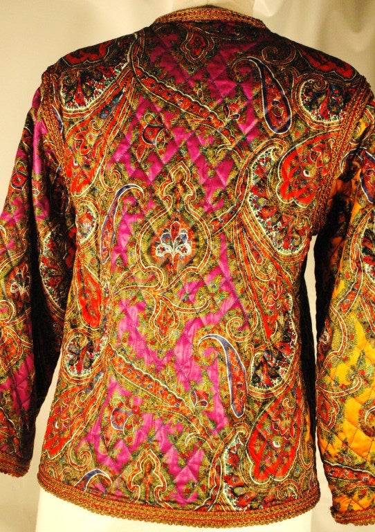 Vintage Rare Yves Saint Laurent Rive Gauche Quilted Paisley Russian Collection Jacket For Sale 2