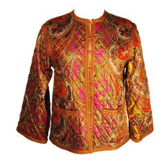 Vintage Rare Yves Saint Laurent Rive Gauche Quilted Paisley Russian Collection Jacket