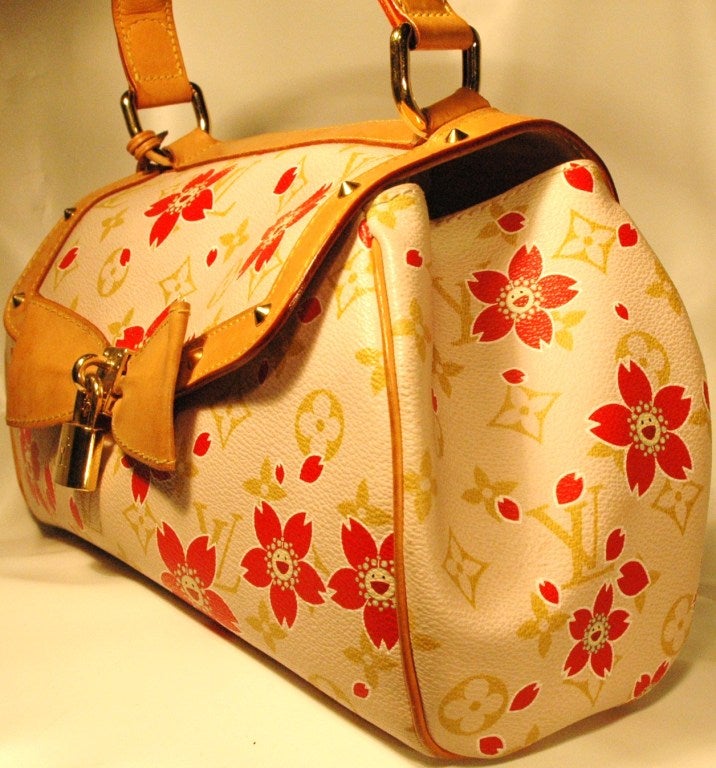 Pink Canvas Cherry Blossom Sac Retro Gold Hardware, 2003