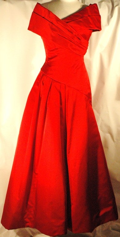Vintage Arnold Scaasi Boutique Red Off Shoulders Gown Elizabeth Arden The Salon 6