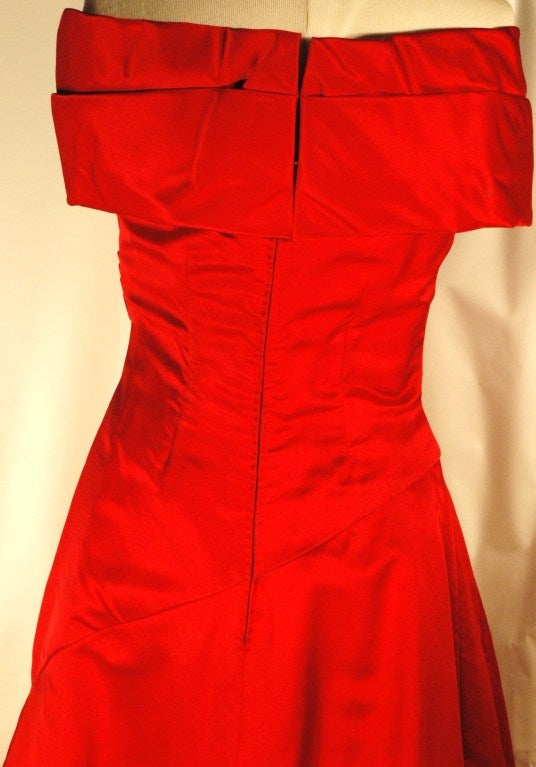 Vintage Arnold Scaasi Boutique Red Off Shoulders Gown Elizabeth Arden The Salon 1