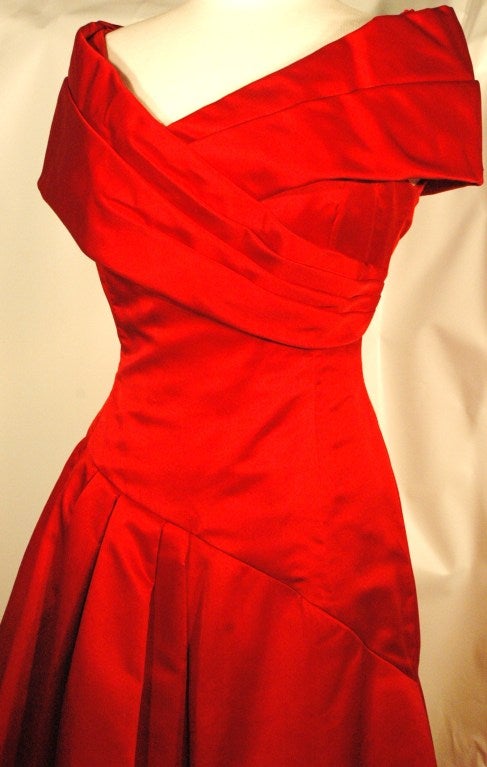 Vintage Arnold Scaasi Boutique Red Off Shoulders Gown Elizabeth Arden The Salon 5