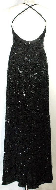 Giorgio Armani Gorgeous Black Beaded Long Evening Gown For Sale 2