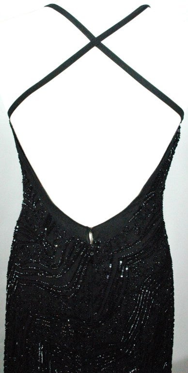 Giorgio Armani Gorgeous Black Beaded Long Evening Gown For Sale 3