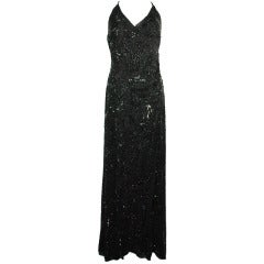 Giorgio Armani Gorgeous Black Beaded Long Evening Gown