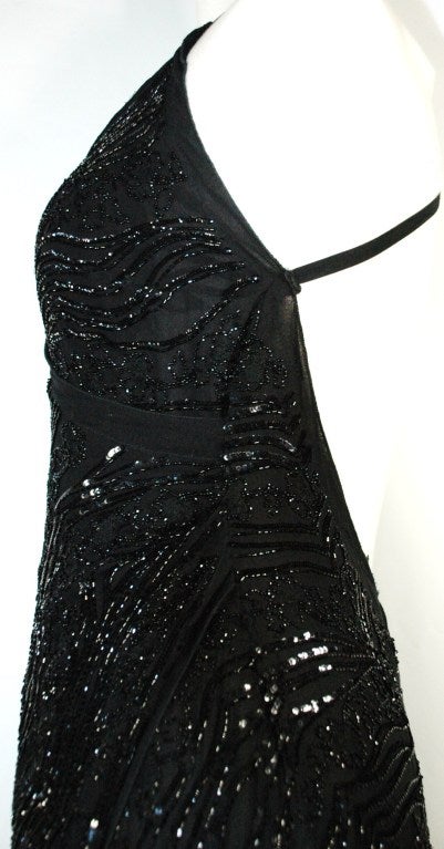 Giorgio Armani Gorgeous Black Beaded Long Evening Gown For Sale 5