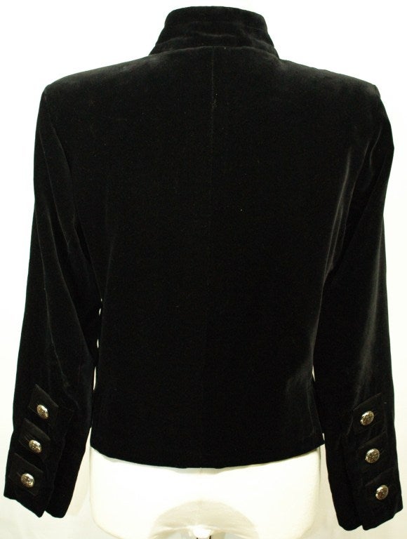 1990 Yves Saint Laurent Rive Gauche Black and Red Velvet Jacket main image 1