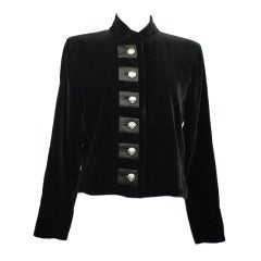 Vintage 1991 Yves Saint Laurent RIve Gauche Black Velvet Jacket w Silver Buttons