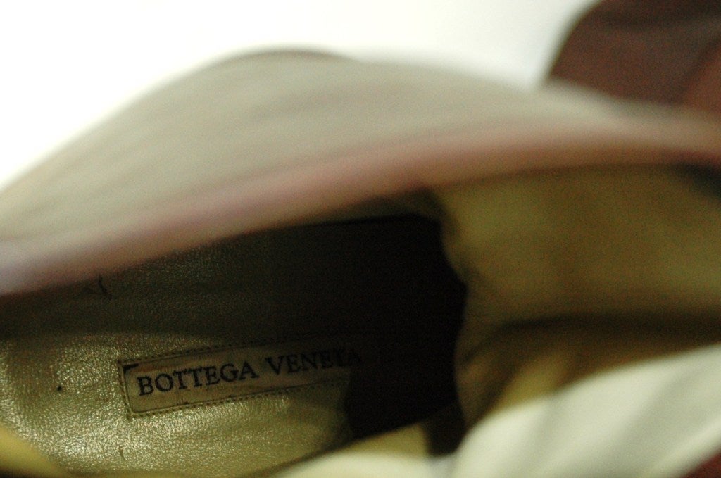 Vintage new Bottega Veneta Brown Leather Woven Boots For Sale 1