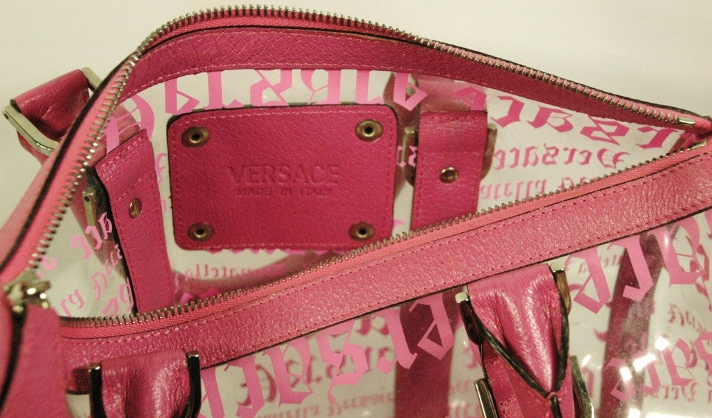 Women's Donatella Versace Madonna Pink & Clear Handbag Purse For Sale