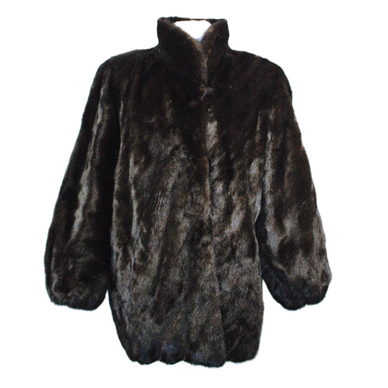 Michael Forrest Black Mink Fur Coat For Sale