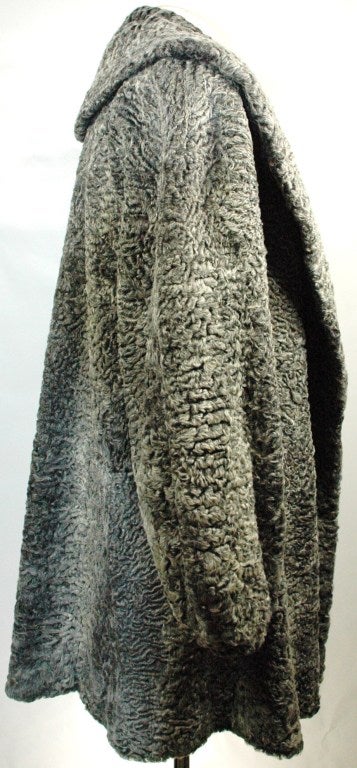 Vintage Perry Ellis Revillon Silver Persian Lamb Fur Coat Cape For Sale 3