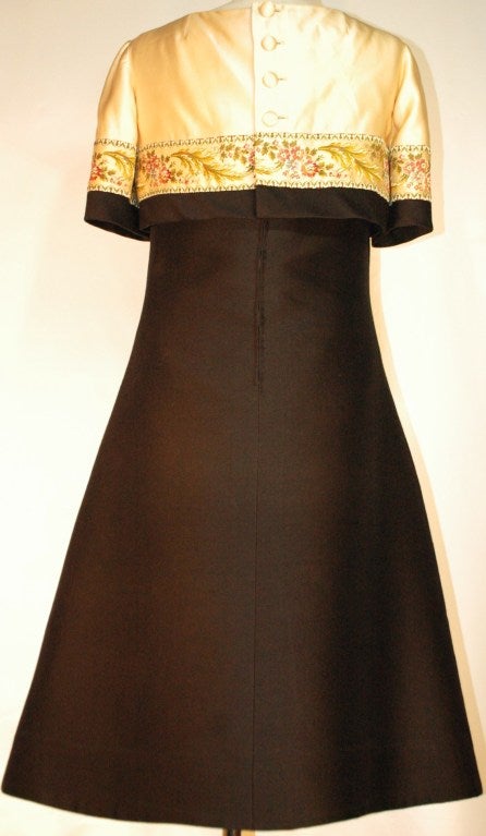 Black Vintage 1950s Patullo Jo Copeland Embroidered Silk Futuristic Dress For Sale