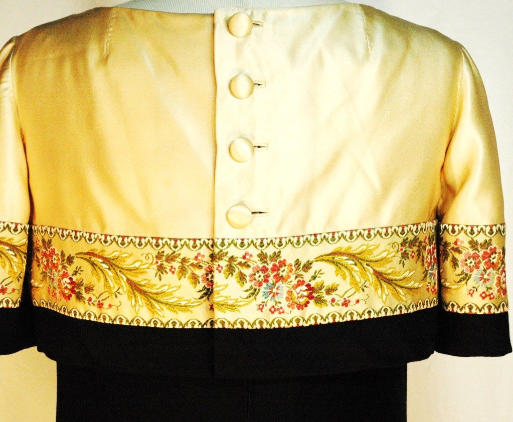 Vintage 1950s Patullo Jo Copeland Embroidered Silk Futuristic Dress For Sale 1